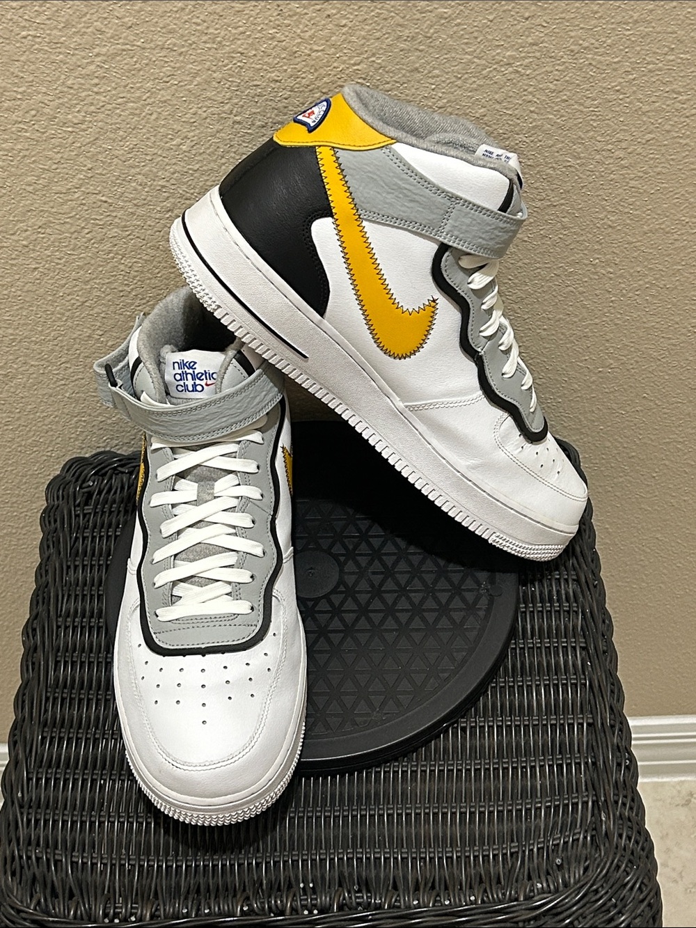 Size 11.5 Nike Air Force 1 Mid Athletic Club White Dark Sulpher DH7451-101